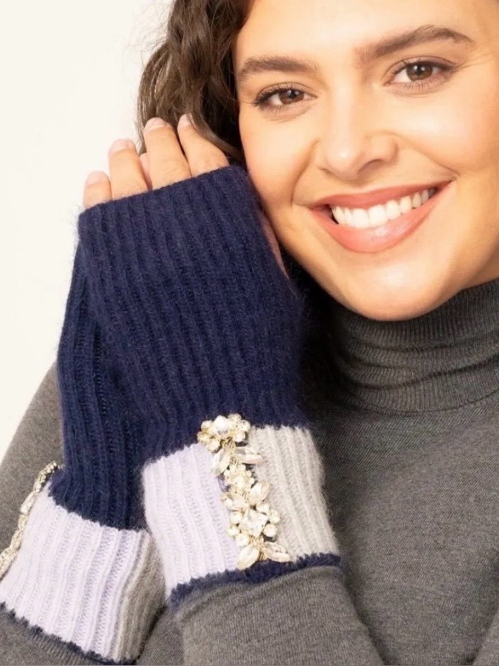 Adrienne Landau Colorblock Fingerless Gloves